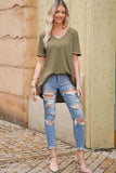 V-Neck Dropped Shoulder Tunic Top - Trendsi - Flyclothing LLC