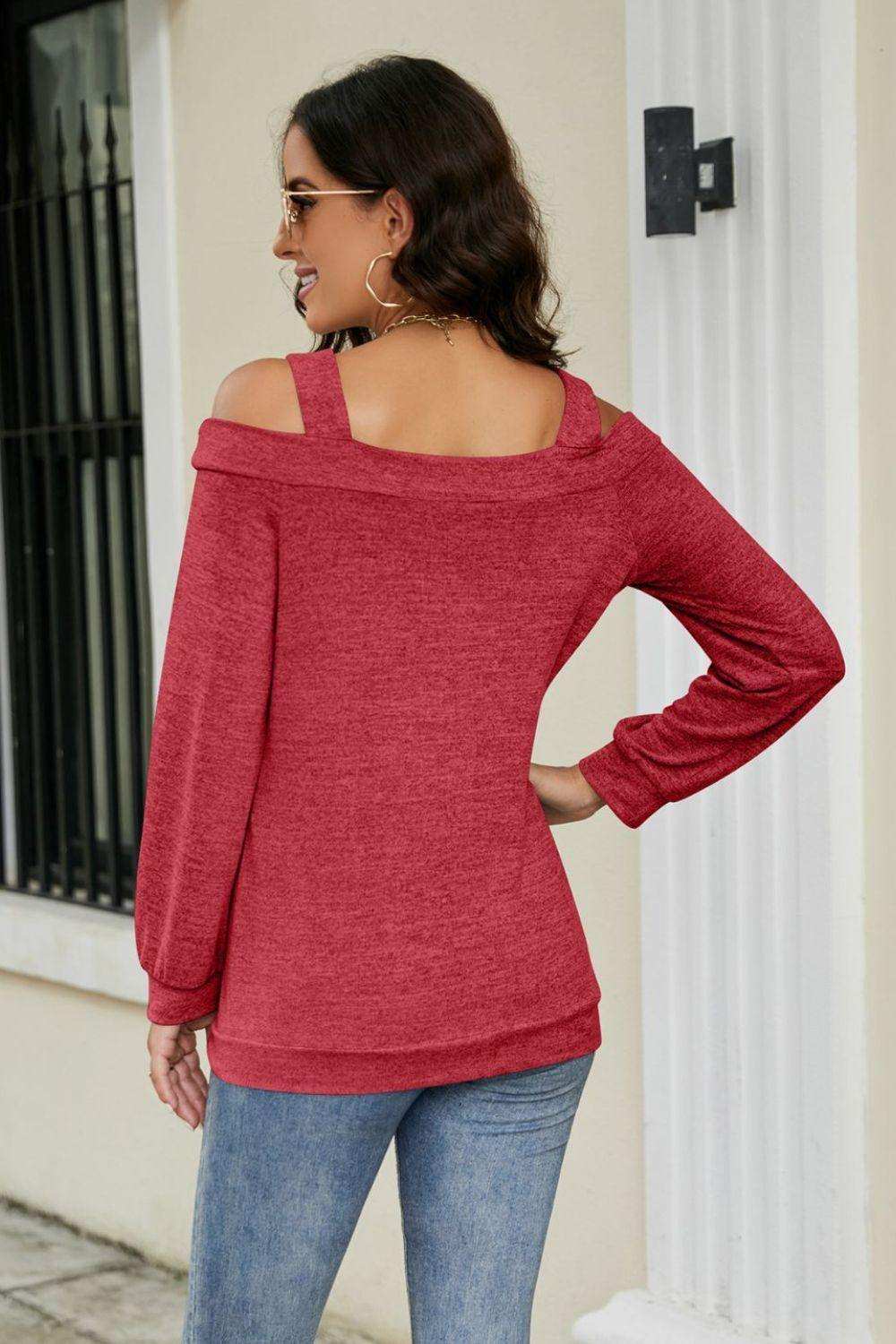 Cutout Cold-Shoulder Top - Trendsi - Flyclothing LLC