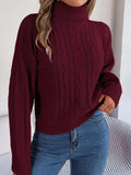 Cable-Knit Turtleneck Sweater - Trendsi - Flyclothing LLC