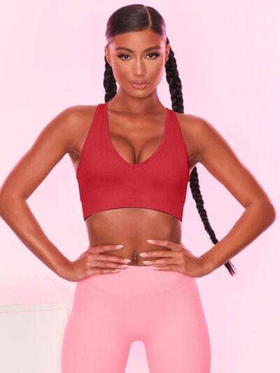 Scoop Neck Wide Strap Active Bra - Trendsi - Flyclothing LLC