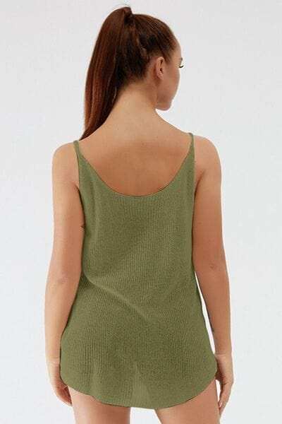 Scoop Neck Spaghetti Strap Knit Cami - Trendsi - Flyclothing LLC