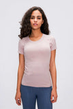 Round Neck Short Sleeve Active T-Shirt - Trendsi - Flyclothing LLC