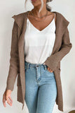 Ribbed Open Front Hooded Cardigan with Pockets - Trendsi - Flyclothing LLC