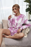 Tie-Dye Dropped Shoulder Top and Shorts Lounge Set - Trendsi - Flyclothing LLC