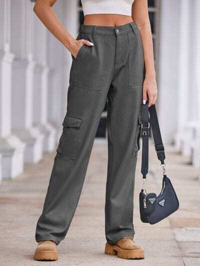 Straight Denim Cargo Pants - Trendsi - Flyclothing LLC