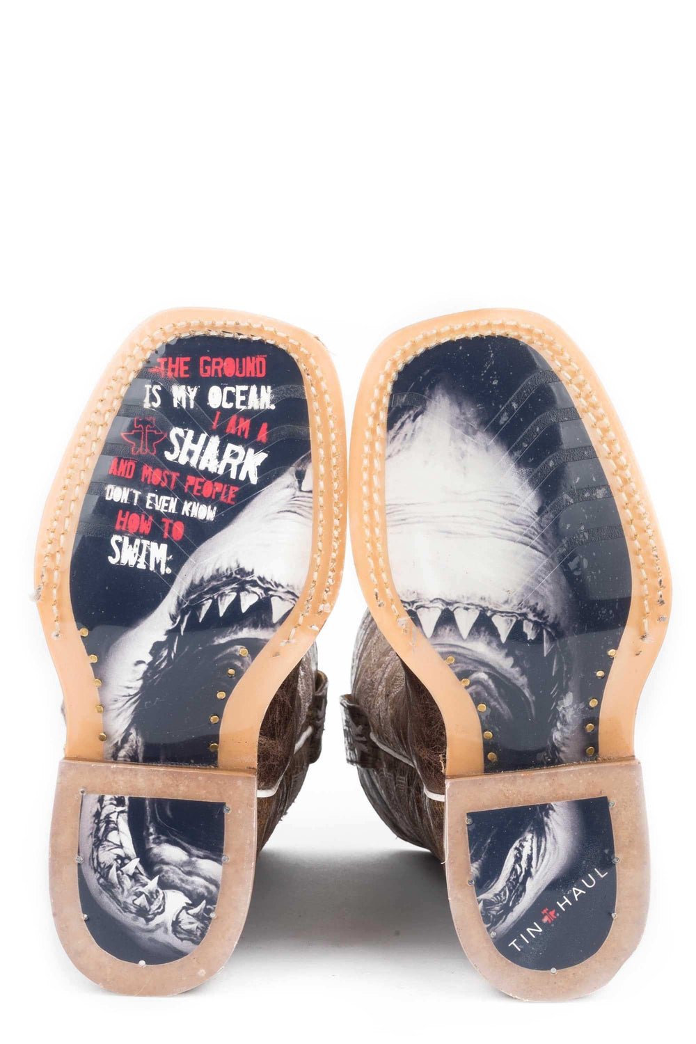 Tin Haul LITTLE BOYS SHARKY WITH MAN EATER SOLE BROWN LEATHER UPPER - Tin Haul - Flyclothing LLC