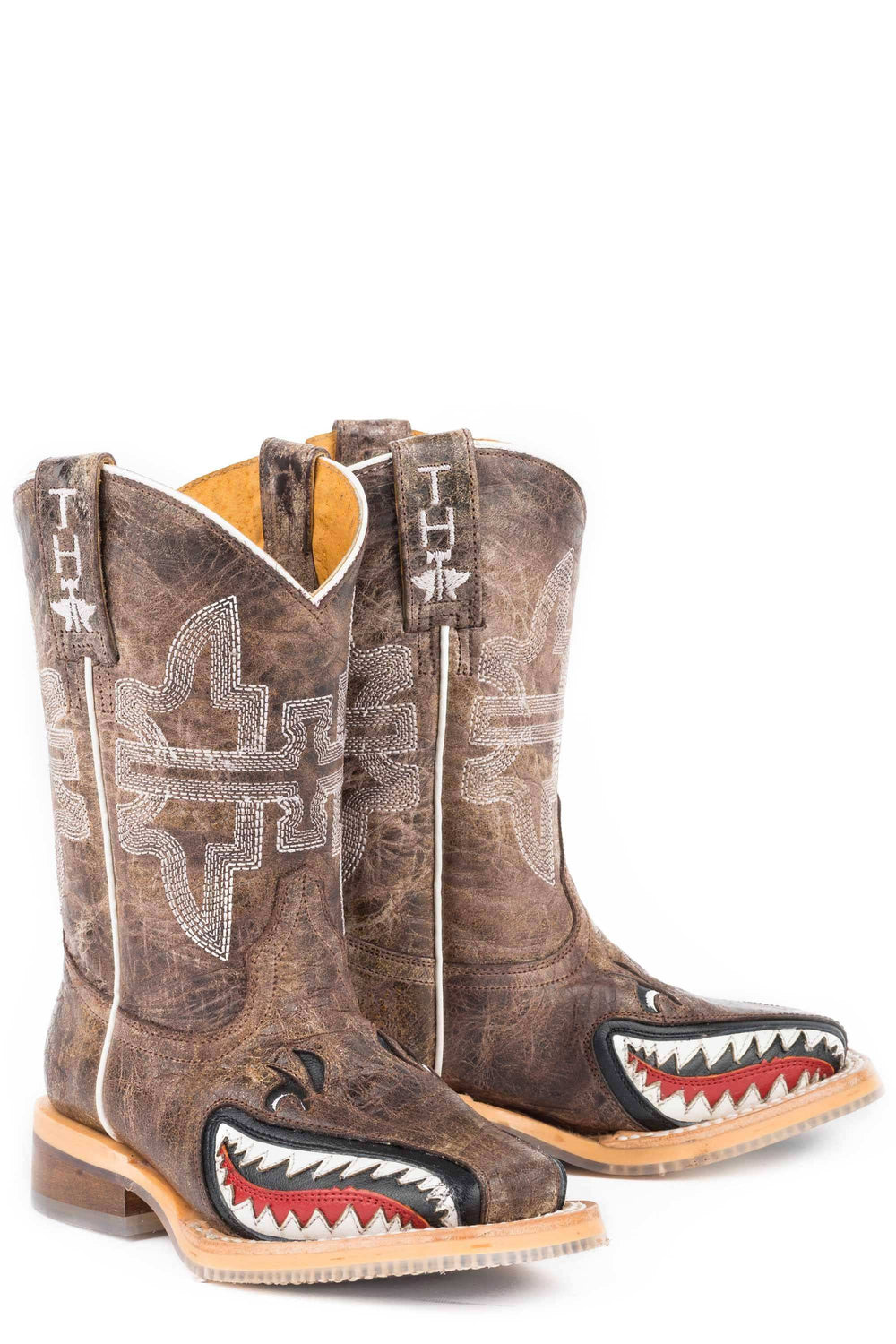 Tin Haul LITTLE BOYS SHARKY WITH MAN EATER SOLE BROWN LEATHER UPPER - Tin Haul - Flyclothing LLC