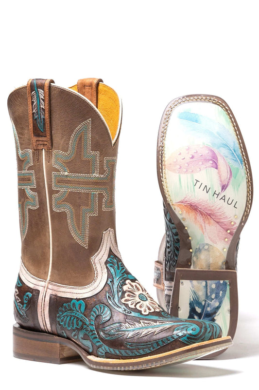 Tin Haul WOMENS LONE FLOWER WITH BOHO FEATHER SOLE - Tin Haul - Flyclothing LLC