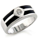 Alamode Rhodium Brass Ring with AAA Grade CZ in Clear - Alamode - Flyclothing LLC