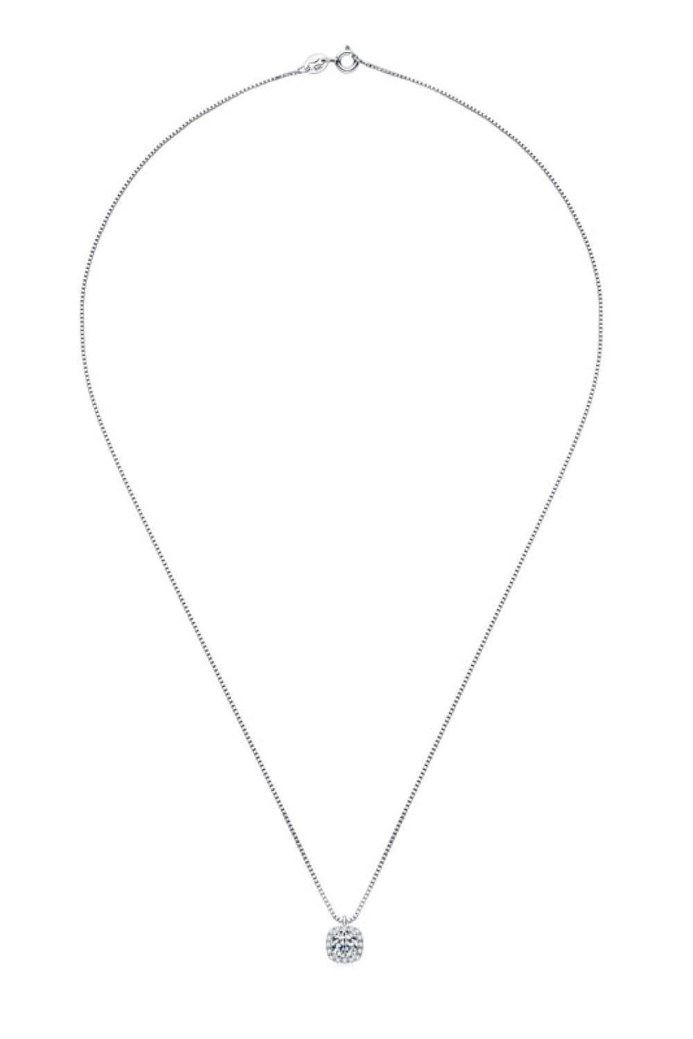 Moissanite Pendant Platinum-Plated Necklace - Trendsi - Flyclothing LLC