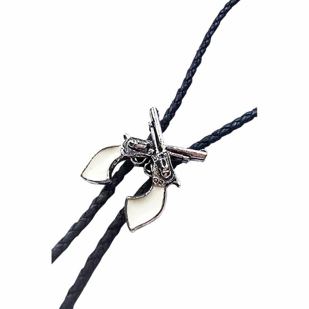Silver Six-Shooter Pistols Western Bolo Tie - Rockmount Clothing - Flyclothing LLC