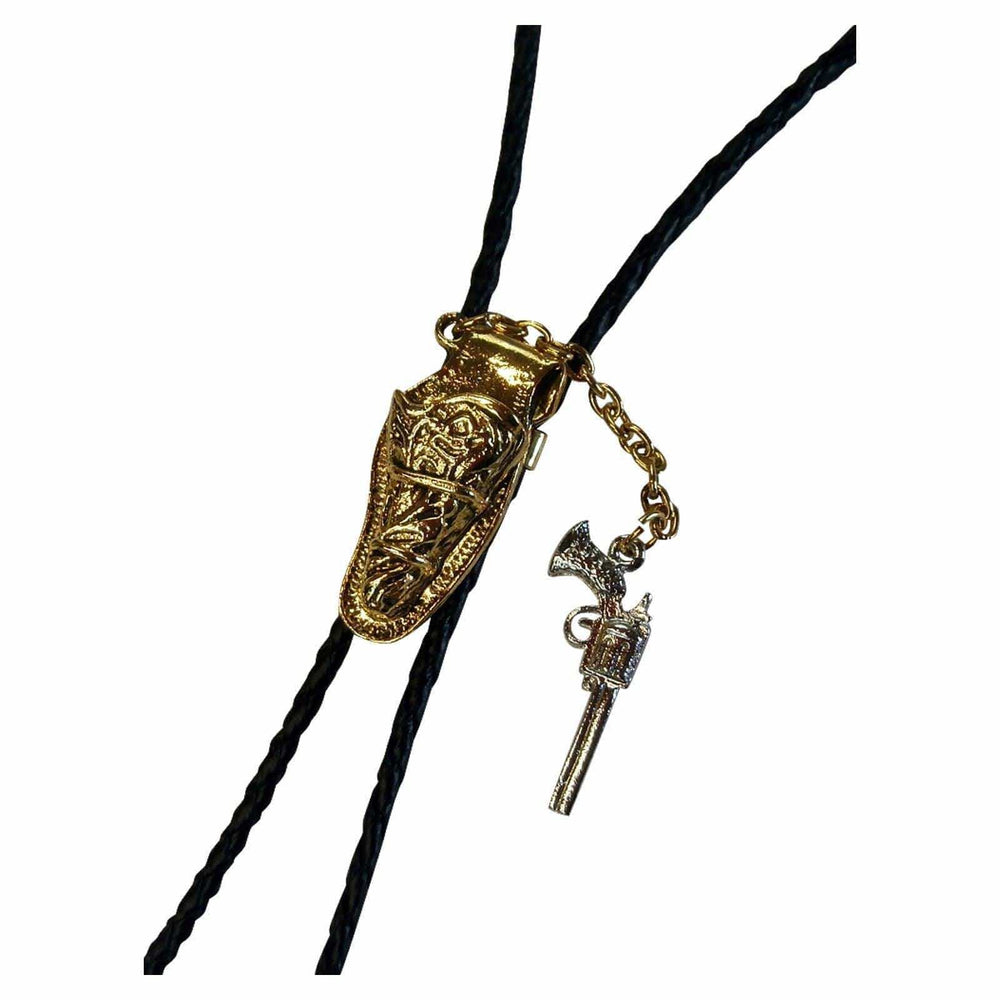 Gold Six-Shooter Pistol with Holster Western Bolo Tie - Rockmount Clothing - Flyclothing LLC