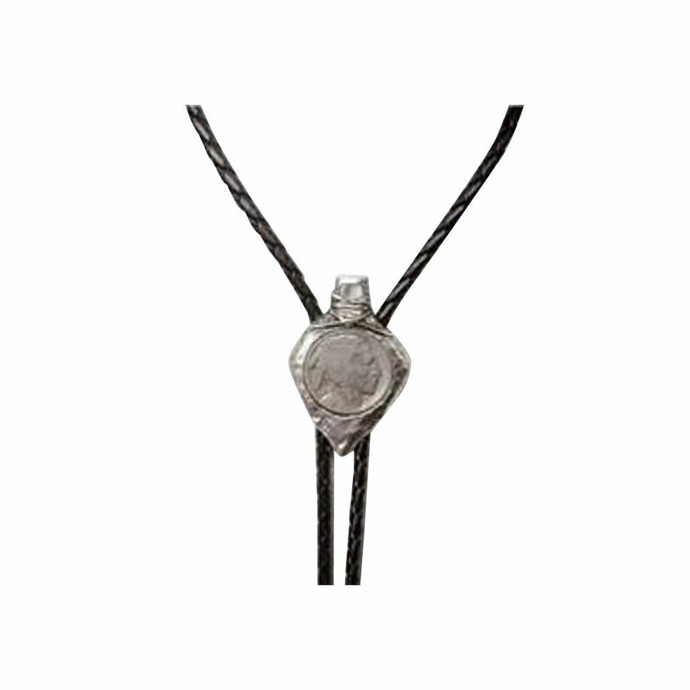 Silver Arrowhead with Genuine Buffalo Head Nickel Western Bolo Tie - Rockmount Clothing - Flyclothing LLC