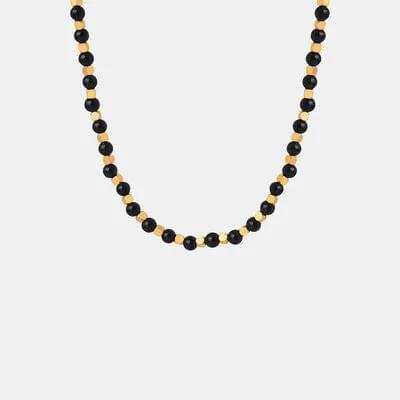 Agate Beaded Titanium Steel Necklace - Trendsi - Flyclothing LLC