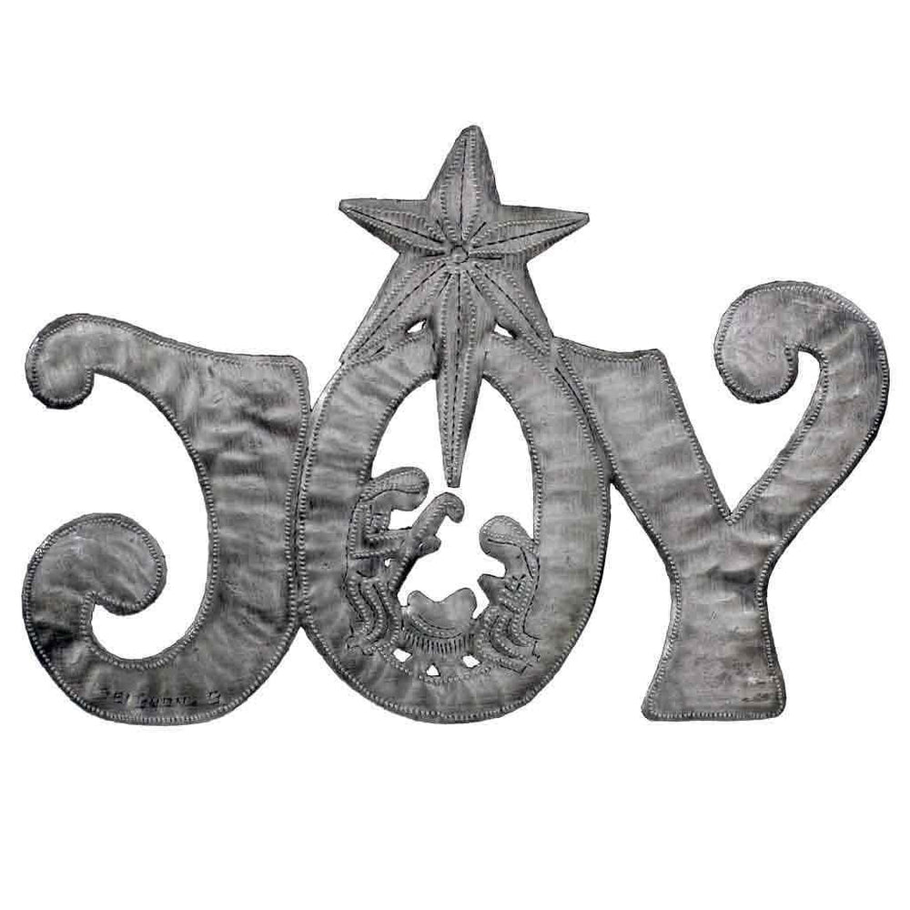 JOY Metal Art with Nativity Scene (11" x 8") - Croix des Bouquets (H) - Croix des Bouquets (H)