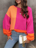 Color Block Round Neck Sweater - Trendsi - Flyclothing LLC