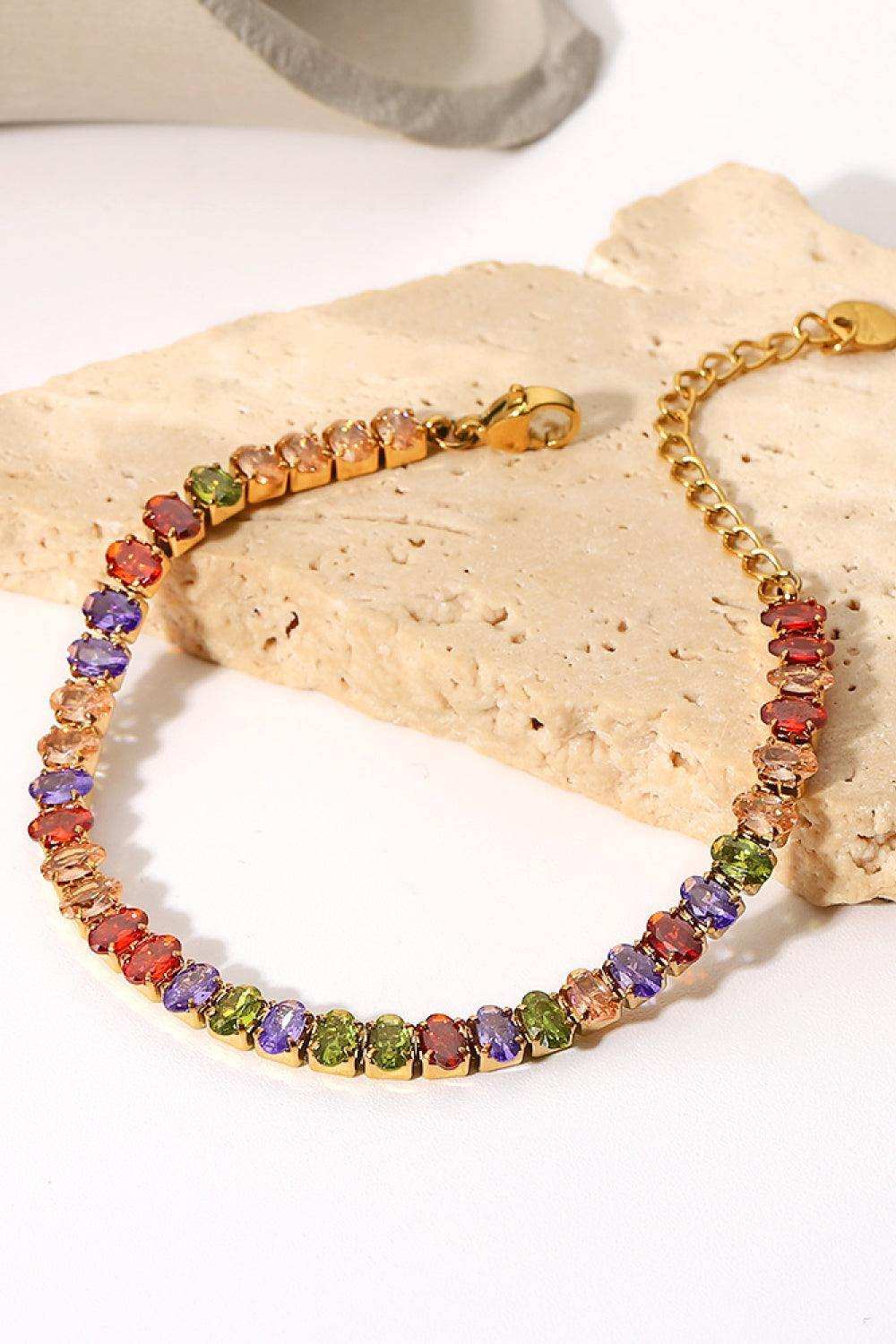 18K Gold Plated Multicolored Zircon Bracelet - Trendsi - Flyclothing LLC