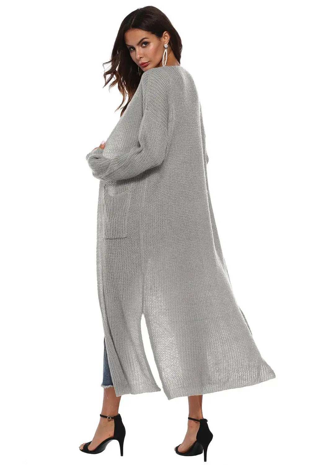 Long Sleeve Open Front Buttoned Cardigan - Trendsi - Flyclothing LLC