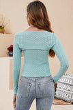 Scoop Neck Long Sleeve Knit Top - Trendsi - Flyclothing LLC
