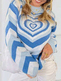 Heart Mock Neck Long Sleeve Sweater - Trendsi - Flyclothing LLC