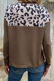 Leopard Buttoned Round Neck Drop Shoulder Top - Trendsi - Flyclothing LLC