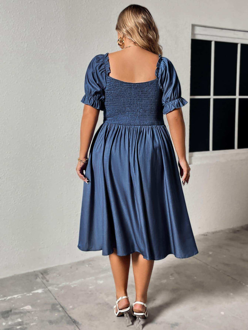 Plus Size Ruched Sweetheart Neck Dress - Trendsi - Flyclothing LLC