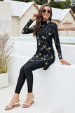 Printed Mock Neck Long Sleeve Top and Pants Swim Set - Trendsi - Flyclothing LLC