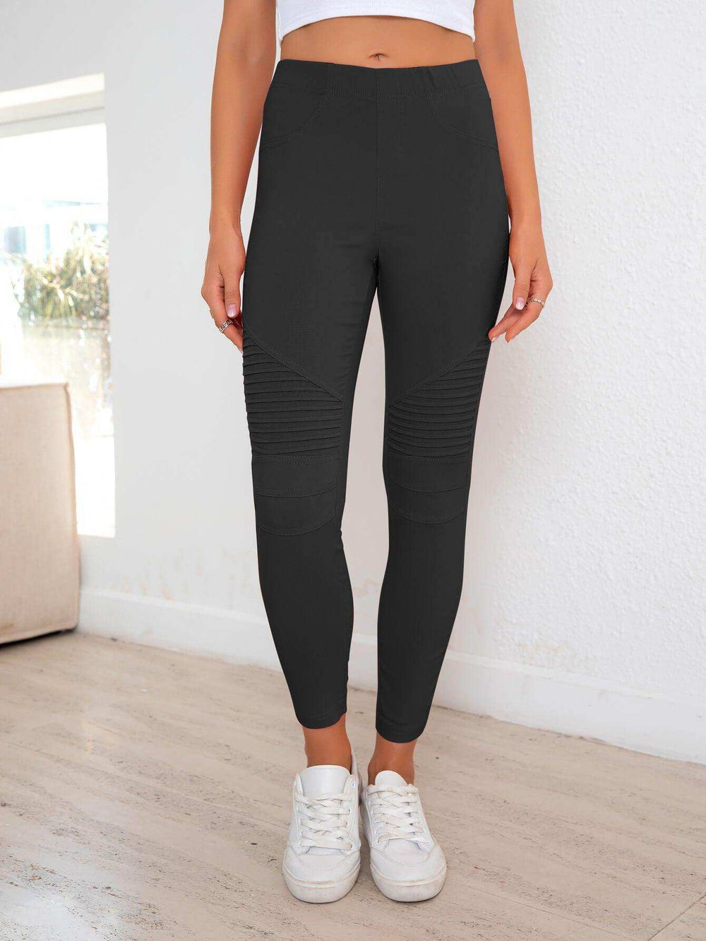 Ribbed Detail Leggings - Trendsi - Flyclothing LLC