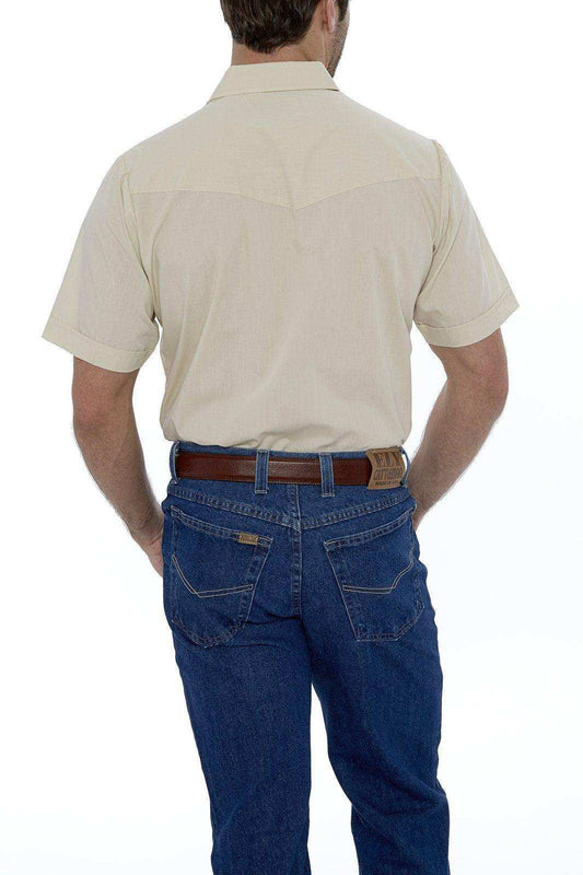 Ely Cattleman Mens S/S Ecru Solid Snap Shirt - Ely Cattleman - Flyclothing LLC