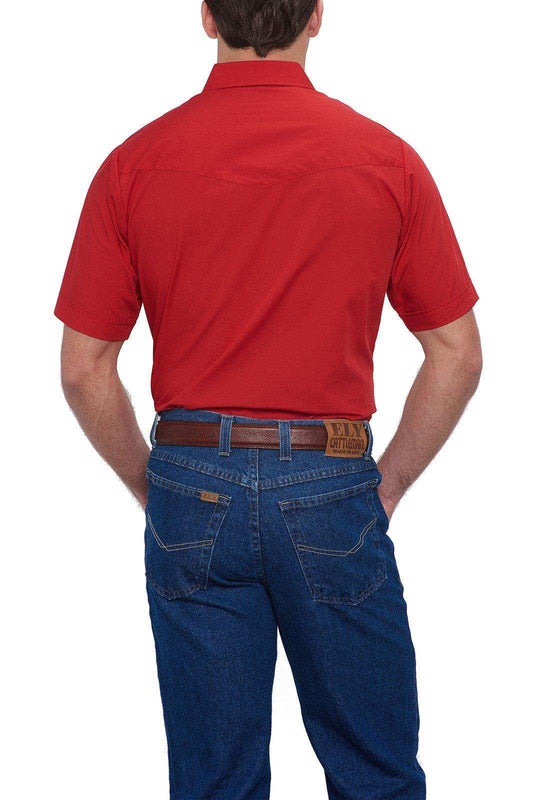 Ely Cattleman Mens S/S Red Solid Snap Shirt - Ely Cattleman - Flyclothing LLC