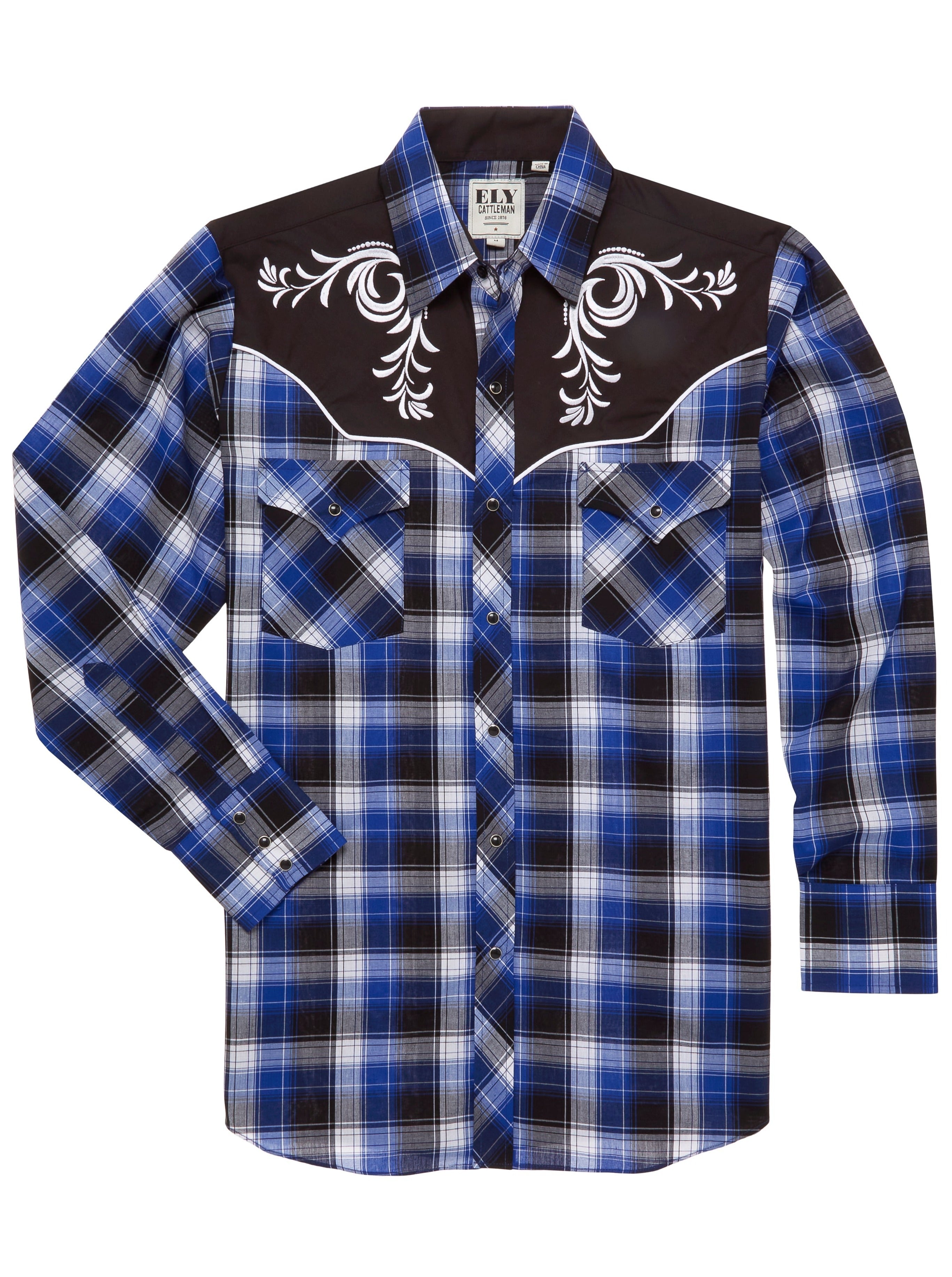 Men's Ely Cattleman Long Sleeve Western Snap Shirt with Contrast Pipin