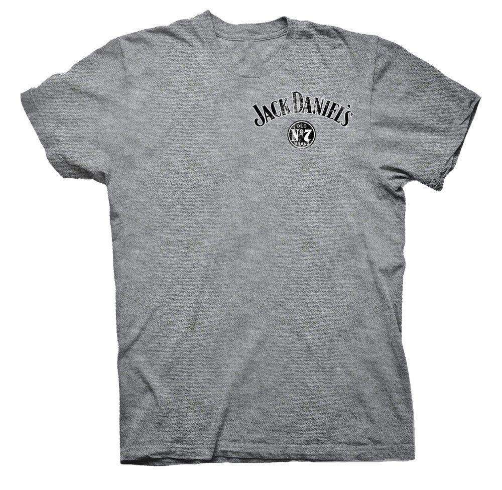 Jack Daniel's Gray Distressed Logo Mens T-Shirt - Jack Daniels Clothing - Flyclothing LLC