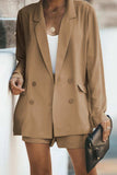 Longline Blazer and Shorts Set with Pockets - Trendsi - Flyclothing LLC