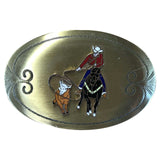 Genuine 1960s Vintage Brass Calf Roper Western Belt Buckle - Rockmount Clothing - Flyclothing LLC