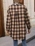 Plaid Button Up Dropped Shoulder Jacket - Trendsi - Flyclothing LLC