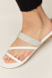 WILD DIVA Rhinestone Strappy Flat Sandals - Trendsi - Flyclothing LLC