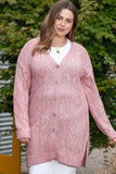Plus Size Openwork V-Neck Long Sleeve Buttoned Cardigan - Trendsi - Flyclothing LLC