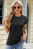Round Neck Cap Sleeve T-Shirt - Trendsi - Flyclothing LLC