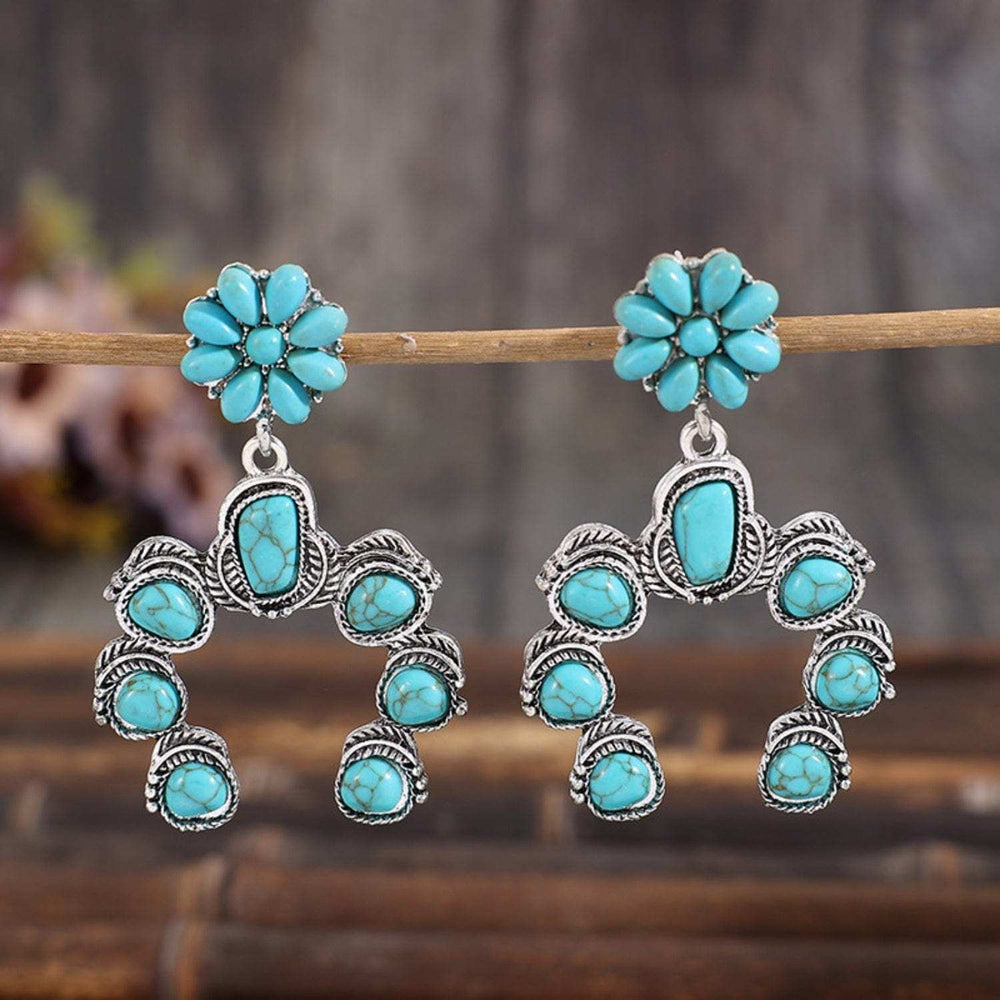 Artificial Turquoise Alloy Dangle Earrings - Trendsi - Flyclothing LLC