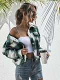 Plaid Dropped Shoulder Shirt Jacket - Trendsi - Flyclothing LLC