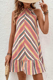 Striped Round Neck Sleeveless Mini Dress - Trendsi - Flyclothing LLC