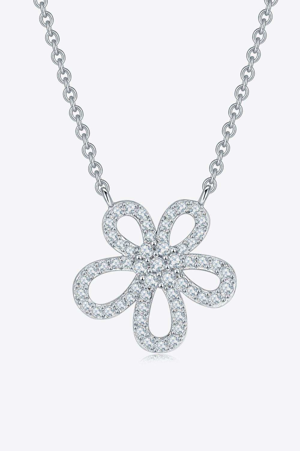 Moissanite Flower Pendant 925 Sterling Silver Necklace - Trendsi - Flyclothing LLC