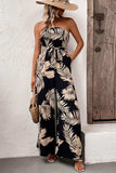 Printed Strapless Wide Leg Jumpsuit with Pockets - Trendsi - Flyclothing LLC