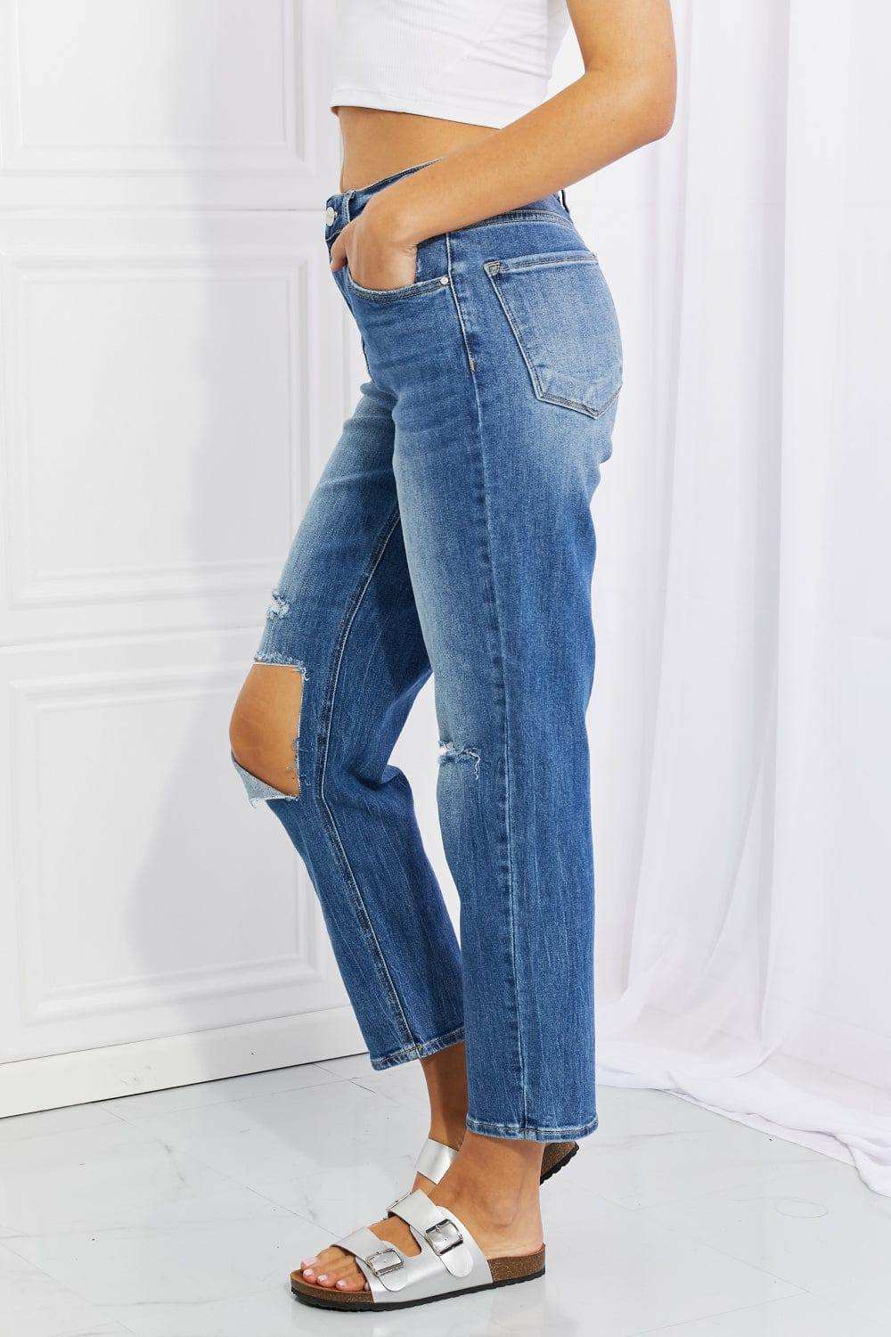 RISEN Full Size Emily High Rise Relaxed Jeans - Trendsi - Flyclothing LLC