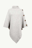 Turtleneck Buttoned Poncho - Trendsi - Flyclothing LLC