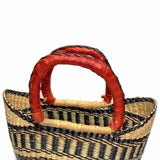 Bolga Tote, Neutrals with Leather Handle - 14-inch - Gitzell - Flyclothing LLC