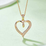 Moissanite 925 Sterling Silver Heart Shape Necklace - Trendsi - Flyclothing LLC
