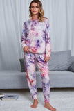 Tie-Dye Crewneck Top and Drawstring Waist Joggers Lounge Set - Trendsi - Flyclothing LLC