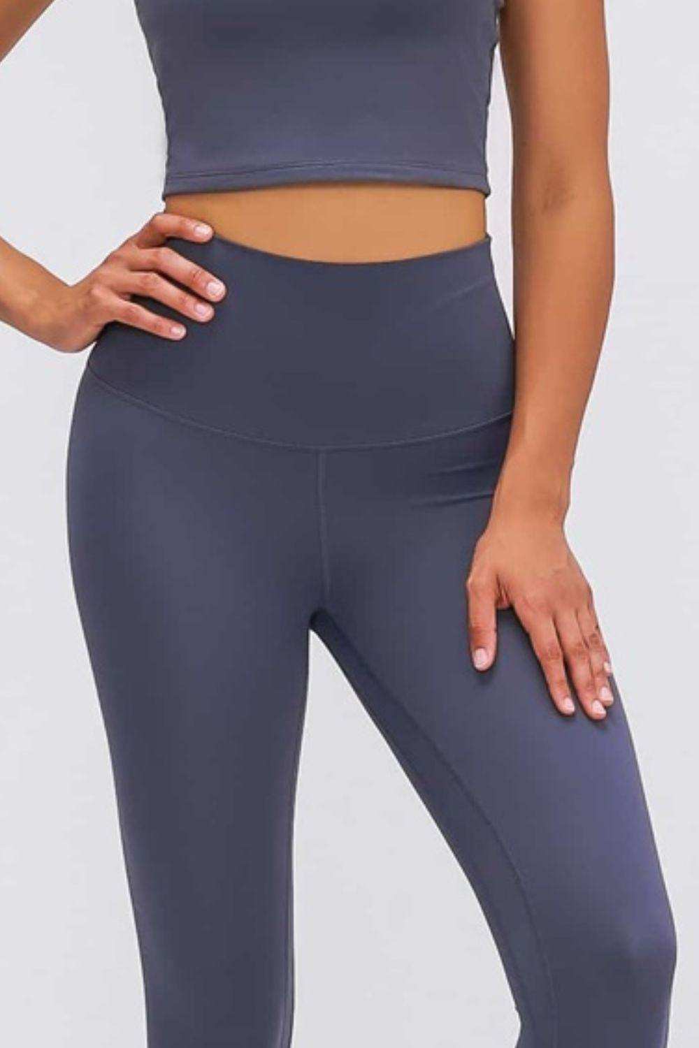 Feel Like Skin Elastic Waistband Yoga Leggings - Trendsi - Flyclothing LLC