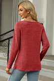 Slit Decorative Button Square Neck T-Shirt - Trendsi - Flyclothing LLC